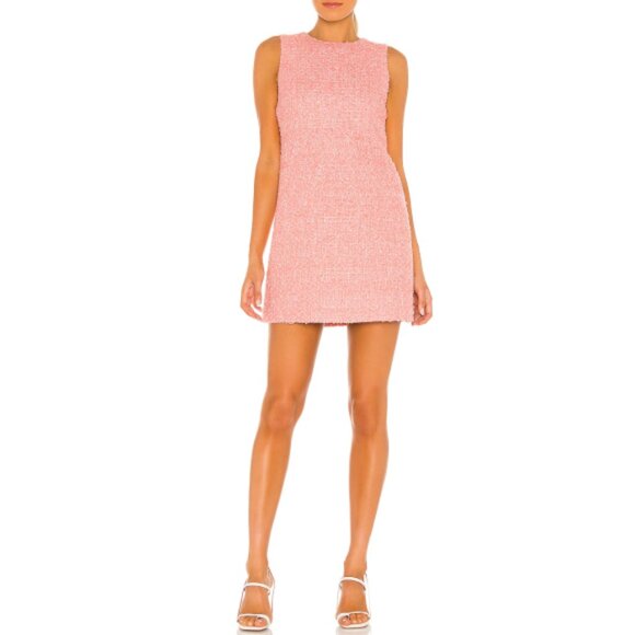 Alice + Olivia 'Coley' Tweed Shift Mini-Dress, Rose/Silver Metallic - Picture 1 of 3